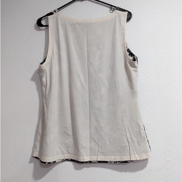 Ann Taylor Factory Tank Top Black White Floral Sleeveless Shirt, Womens Large - Picture 2 of 6